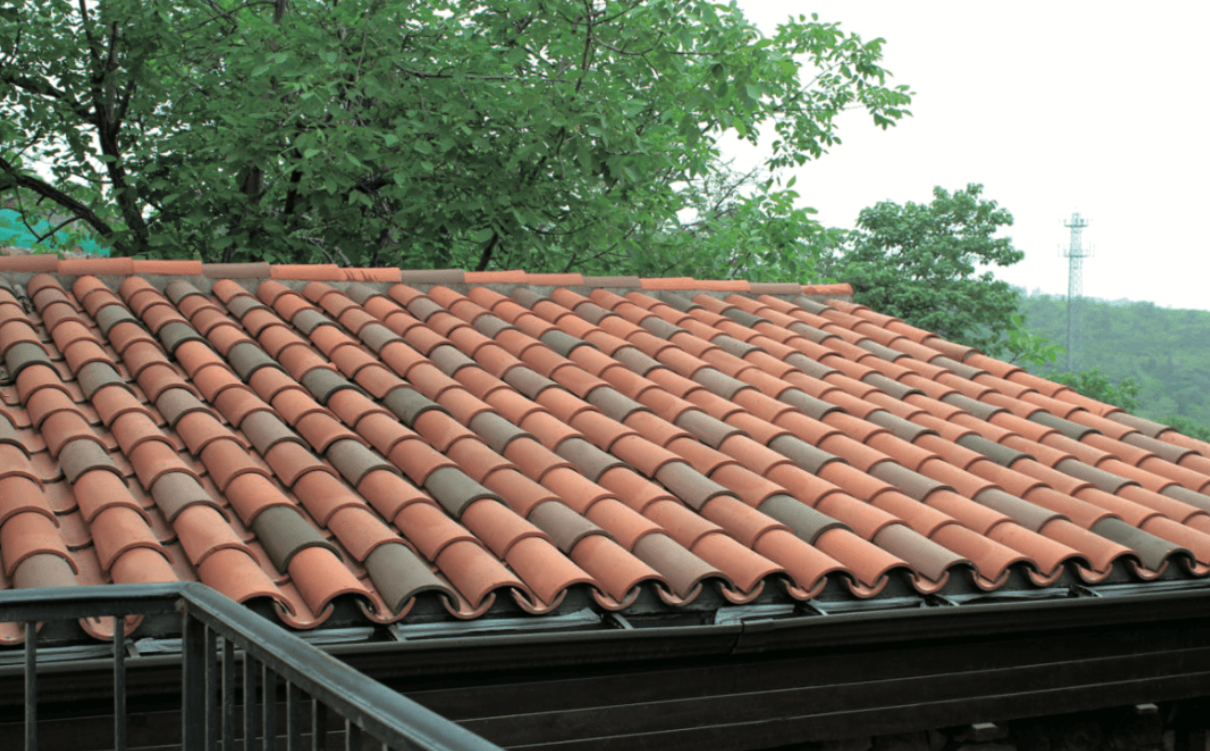 alternate orange and gray color clay tile roof